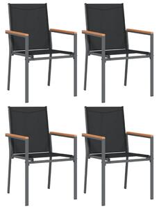 Záhradné stoličky 4 ks čierne 55x61,5x90 cm textilén a oceľ
