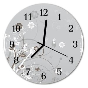 Nástenné sklenené hodiny Kvety fi 30 cm