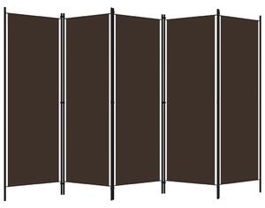 5-panelový paraván hnedý 250x180 cm