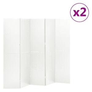 5-panelové paravány 2 ks biele 200x180 cm oceľ