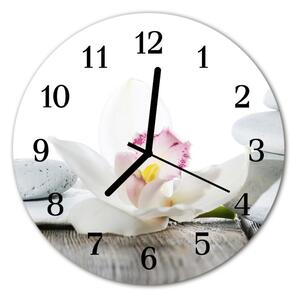 Nástenné sklenené hodiny Orchidea fi 30 cm