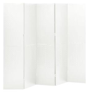 Paraván s 5 panelmi, biela 200x180 cm oceľ