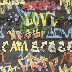 Papierová tapeta pre teenagerov, Graffiti Black, 103032, Kids @ Home 6, Graham & Brown
