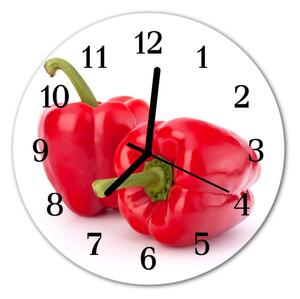 Nástenné sklenené hodiny Paprika fi 30 cm