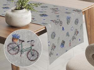 Biante Dekoračný behúň na stôl PML-097 Levandule a bicykle na sivom režnom 20x160 cm