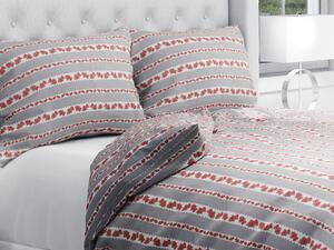 Biante Bavlnené posteľné obliečky Sandra SA-419 Ružičky na sivom bodkovanom Predĺžené 140x220 a 70x90 cm