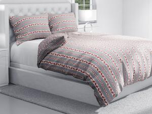 Biante Bavlnené posteľné obliečky Sandra SA-419 Ružičky na sivom bodkovanom Dvojlôžko francúzske 240x200 a 2ks 70x90 cm