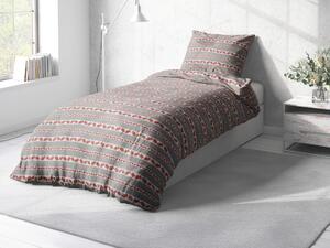 Biante Bavlnené posteľné obliečky Sandra SA-419 Ružičky na sivom bodkovanom Predĺžené 140x220 a 70x90 cm