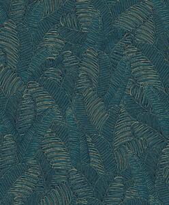 Modro-zlatá vliesová tapeta s listami, SPI101, Spirit of Nature, Khroma by Masureel