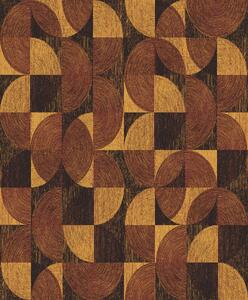 Vínovo-zlatá geometrická vliesová tapeta, SPI003, Spirit of Nature, Khroma by Masureel
