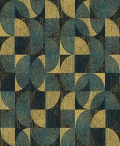 Tyrkysovo-zlatá geometrická vliesová tapeta, SPI001, Spirit of Nature, Khroma by Masureel