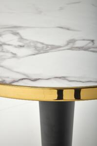 Jedálenský stôl MUROTO biely mramor/čierna/zlatá