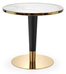 Jedálenský stôl MUROTO biely mramor/čierna/zlatá
