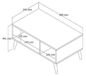 Dizajnový konferenčný stolík Sarika 90 cm dub biely