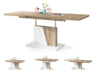 GRAND NOIR dub sonoma / biely, rozkladací, konferenčný stôl, stolík