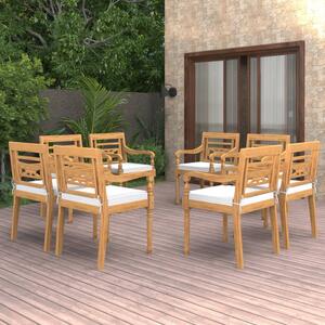 Batavia stoličky so sedákmi 8 ks masívne teakové drevo