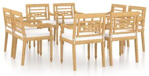 Batavia stoličky so sedákmi 8 ks masívne teakové drevo