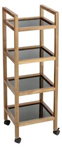 Čierny/v prírodnej farbe kúpeľňový regál z masívu akácie 35x101,5 cm Fondi – Wenko