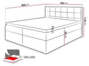 Moderná box spring posteľ Nestor 180x200, šedá