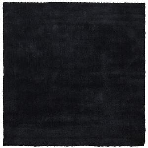 Koberec čierny 200 x 200 cm moderný všívaný strojom štvorcový huňatý s vysokým vlasom