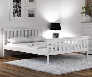 Biela drevená borovica posteľ Naxter 140x200