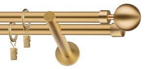Dekorstudio Garniža dvojradová Guľa MODERN zlatá 19mm Dĺžka: 180cm, Typ uchytenia: Držiak dvojitý modern, Typ príslušenstva: Krúžky tiché so štipcami