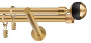 Dekorstudio Garniža dvojradová Guľa GLOBUS zlatá 19mm Dĺžka: 200cm, Typ uchytenia: Držiak dvojitý otvorený, Typ príslušenstva: Bez príslušenstva