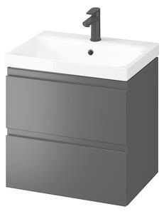 Cersanit Moduo SET, závesná skrinka 60x45x62 cm + umývadlo 60cm, antracitová matná, S801-483