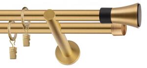 Dekorstudio Garniža dvojradová VASE zlatá 19mm Dĺžka: 180cm, Typ uchytenia: Držiak dvojitý otvorený, Typ príslušenstva: Krúžky tiché so štipcami