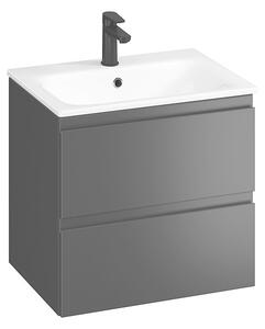 Cersanit Moduo SET, závesná skrinka 60x45x57 cm + umývadlo 60cm, antracitová matná, S801-480