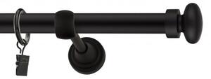 Dekorstudio Garniža jednoradová FLAT čierna matná 19mm Dĺžka: 480cm, Typ uchytenia: Držiak otvorený, Typ príslušenstva: Krúžky tiché so štipcami