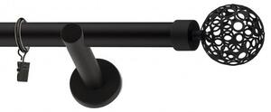 Dekorstudio Garniža jednoradová Guľa AZUR čierna matná 19mm Dĺžka: 480cm, Typ uchytenia: Držiak otvorený, Typ príslušenstva: Krúžky tiché so štipcami