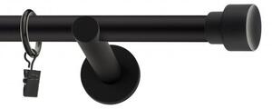 Dekorstudio Garniža jednoradová SLICK čierna matná 19mm Dĺžka: 480cm, Typ uchytenia: Držiak otvorený, Typ príslušenstva: Krúžky tiché so štipcami