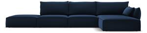 Tmavomodrá zamatová rohová pohovka (pravý roh/s leňoškou) Vanda – Mazzini Sofas
