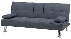 Pohovka rozkladacia tmavá šedá čalúnená s funkciou na spanie do obývacej izby kovové strieborné nohy moderná