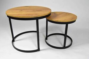 Sada konferenčných stolíkov ANIA II | čierna podstava Farba: Dub craft