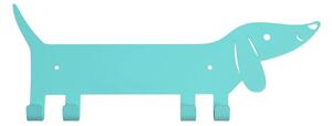 Tyrkysovomodrý kovový nástenný detský vešiak Sausage Dog – Rex London