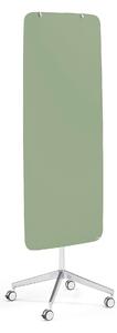 Sklenená magnetická tabuľa STELLA, so zaoblenými rohmi, s kolieskami, pastelová zelená
