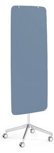 Sklenená magnetická tabuľa STELLA, so zaoblenými rohmi, s kolieskami, pastelová modrá