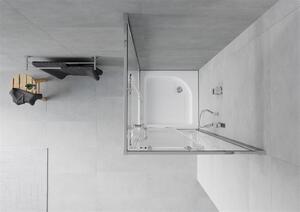 Mexen Rio, štvorcový sprchovací kút s posuvnými dverami 70 (dvere) x 70 (dvere) x 190 cm, 5mm číre sklo, chrómový profil + biela sprchová vanička RIO, 860-070-070-01-00-4510