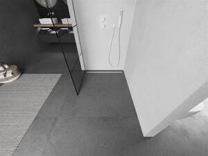Mexen Kioto, Walk-In sprchová zástena 90 x 200 cm, 8mm sklo číre/čierny vzor, biely profil, 800-090-101-20-77
