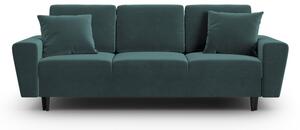 Zamatová rozkladacia/s úložným priestorom pohovka v petrolejovej farbe 235 cm Kyoto – Cosmopolitan Design