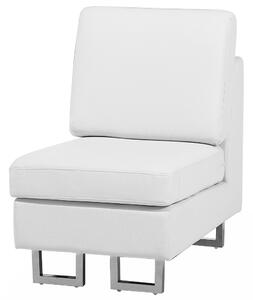 Rohová sedacia súprava čalúnená kožená biela s nastaviteľnými podhlavníkmi