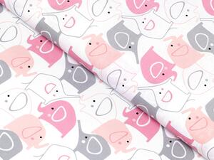 Biante Detské bavlnené posteľné obliečky do postieľky Sandra SA-279 Ružové sloníky Do postieľky 90x120 a 40x60 cm