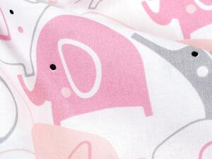Detská bavlnená látka/plátno Sandra SA-279 Ružové sloníky - šírka 160 cm
