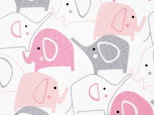 Detská bavlnená látka/plátno Sandra SA-279 Ružové sloníky - šírka 160 cm