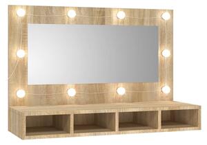 Zrkadlová skrinka s LED farba dubu sonoma 90x31,5x62 cm