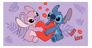 Fialová bavlnená detská osuška 70x140 cm Lilo and Stitch "Kiss" – Jerry Fabrics
