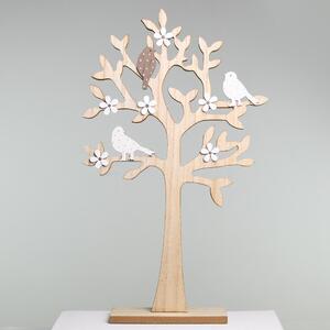 Strom s vtáčikmi na podstavci drevo natural 24x6x40,5cm