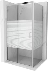 Mexen APIA, sprchový kút s posuvnými dverami 95 (dvere) x 80 (stena) cm, 5mm číre-pásy sklo, chrómový profil, 840-095-080-01-20